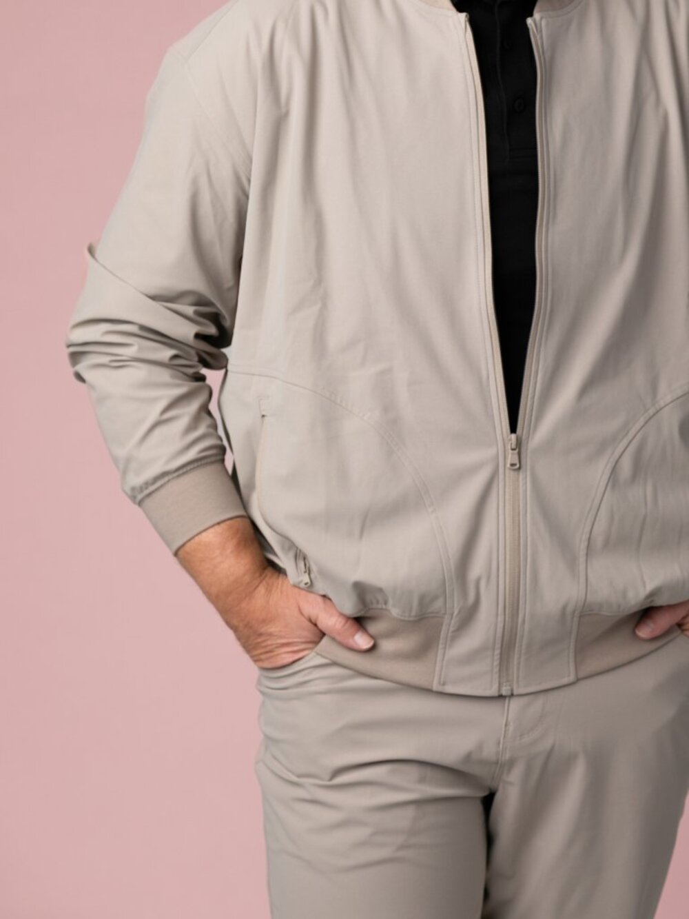 Fabletics The Don Cruiser Jacket with Coordinating Don Pants Brutalist Khaki